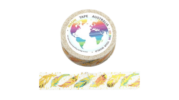 Foil Gold Feathers Washi Tape