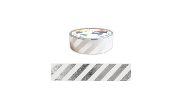 Foil Silver Stripes Washi Tape