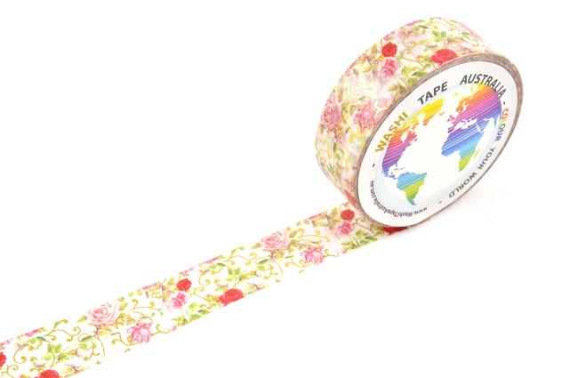 Foil Gold and Red Roses Washi Tape Australia
