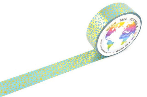 Foil Gold Web on Turquoise Washi Tape Australia