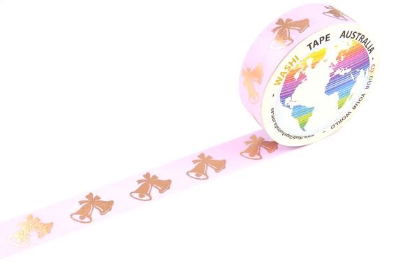 Foil Rose Gold Bells on Mauve Washi Tape Australia