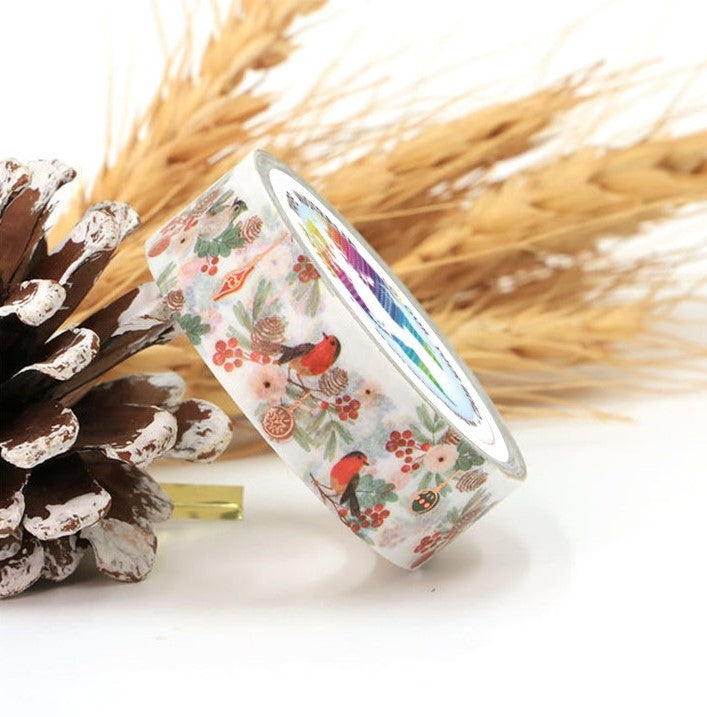 Christmas Baubles, Birds and Berries - Foil Washi Tape