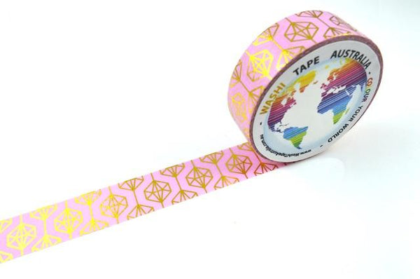 Foil Gold Gem on Pink Washi Tape Australia