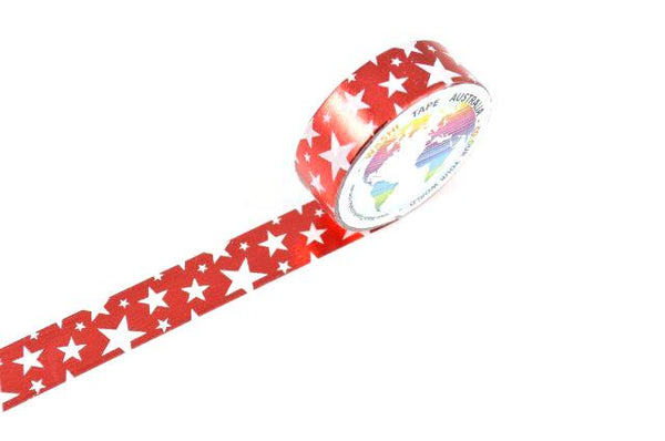 Foil White Stars on Red Washi Tape Australia