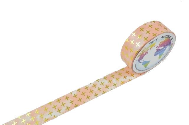 Foil Gold Crosses on Pink Washi Tape Australia