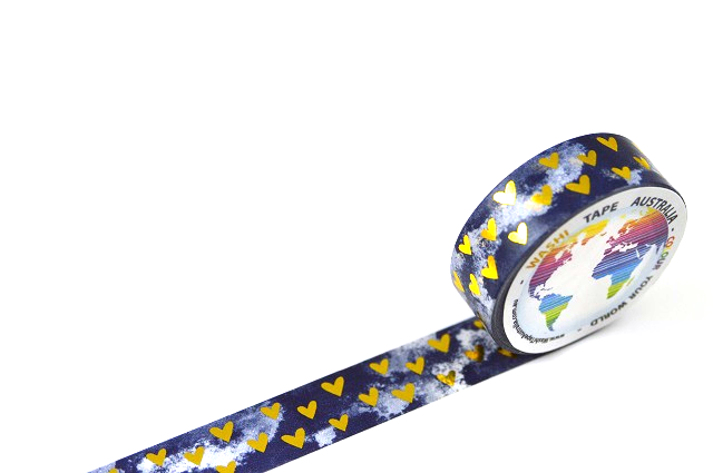 Foil Gold Hearts in the Clouds Washi Tape Australia
