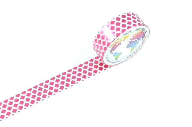 Foil Hot Pink Diamonds on White Washi Tape Australia