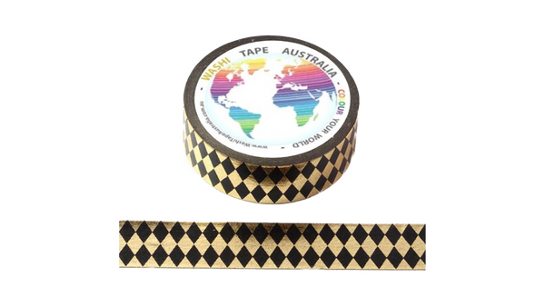 Foil Gold and Black Diamonds Washi Tape