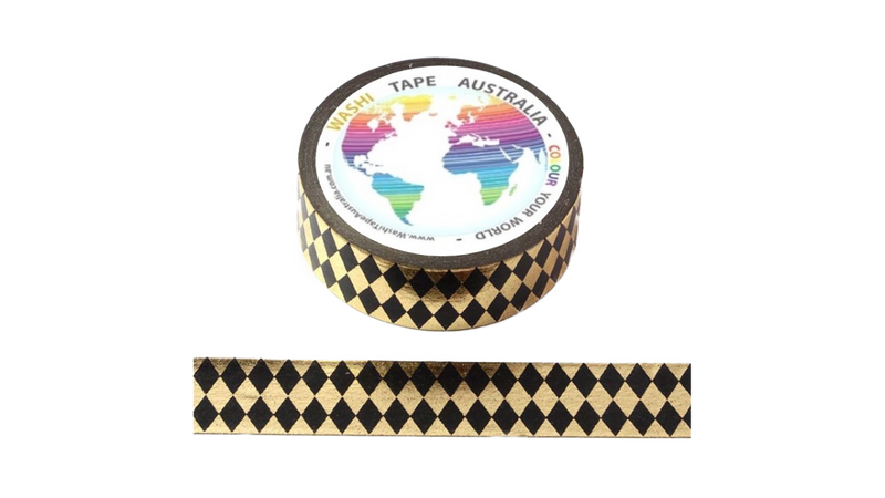 Foil Gold and Black Diamonds Washi Tape