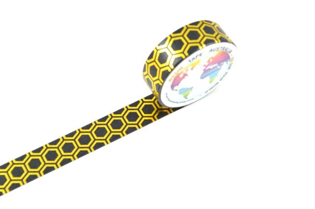 Foil Hex Gold on Black Washi Tape Australia