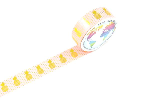 Foil Gold Pineapples on Pink Washi Tape Australia