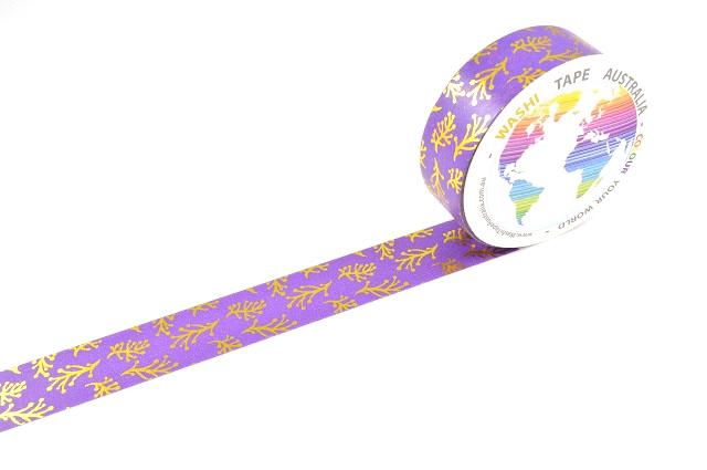 Foil Gold Branches on Purple Washi Tape Australia