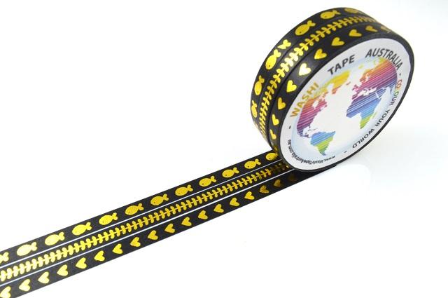 Foil Gold on Black triple pack (Thin 5mm) Washi Tape Australia