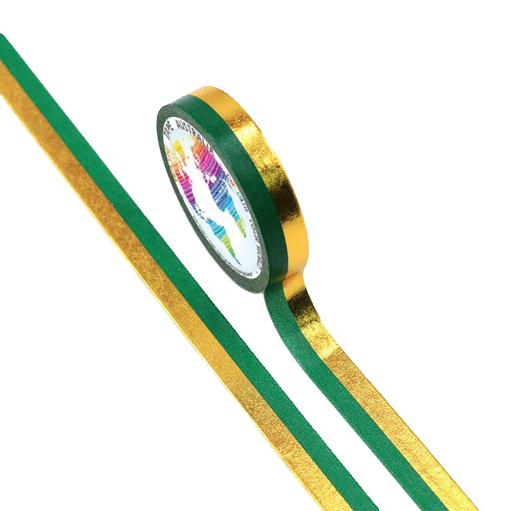 Foil Aussie Green and Gold (Thin 10mm) Washi Tape