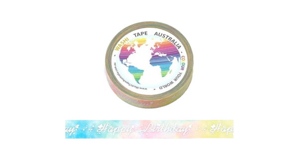 Foil Holographic Happy Birthday (Thin 10mm) Washi Tape