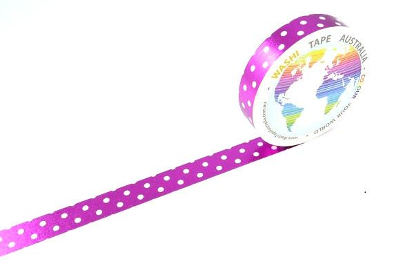 Foil White Spots on Hot Pink (Thin 10mm) Washi Tape Australia