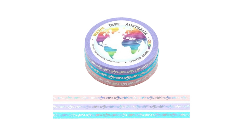 Foil Hearts Set (Thin 5mm Triple Pack) Washi Tape