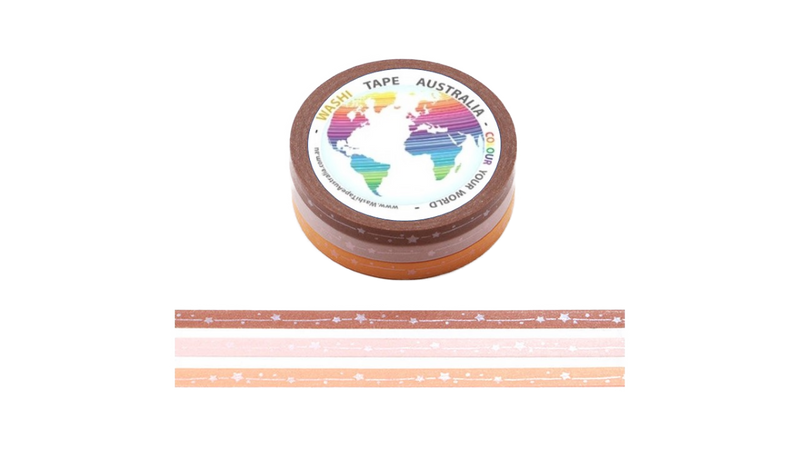 Foil Stars Bunting Brown Set (Thin 5mm Triple Pack) Washi Tape