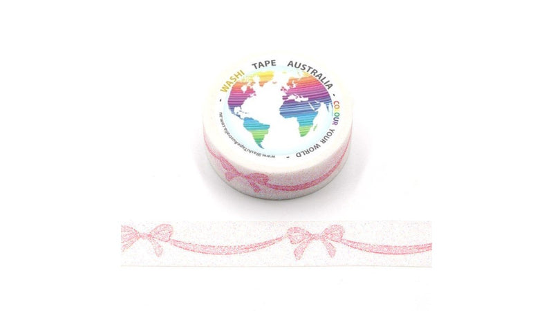 Glitter Pink Bow and Ribbon (3m) Washi Tape Australia