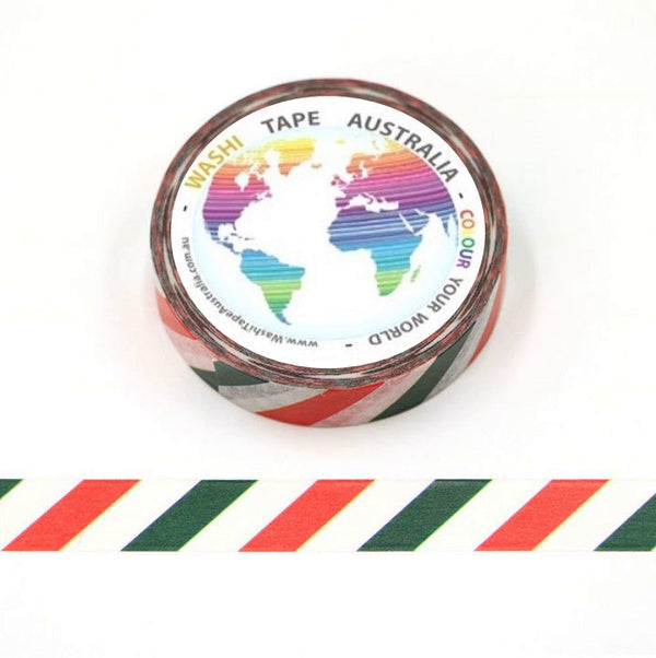 Red White Black Stripes (Thin 10mm) Washi Tape