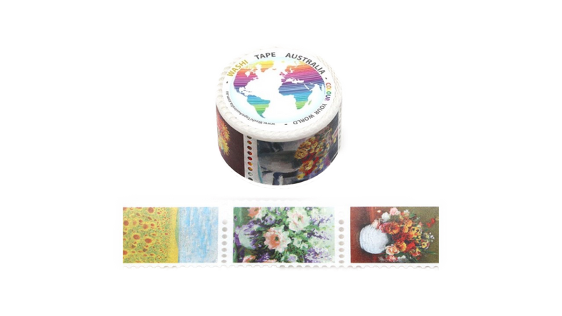Perforated Floral Stamps (Wide 25mm) Washi Tape