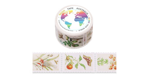 Perforated Plants and Insects Stamps (Wide 25mm) Washi Tape