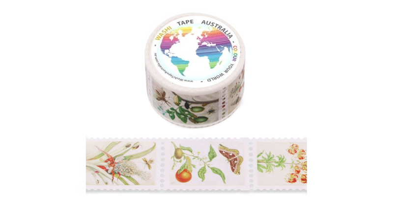 Perforated Plants and Insects Stamps (Wide 25mm) Washi Tape