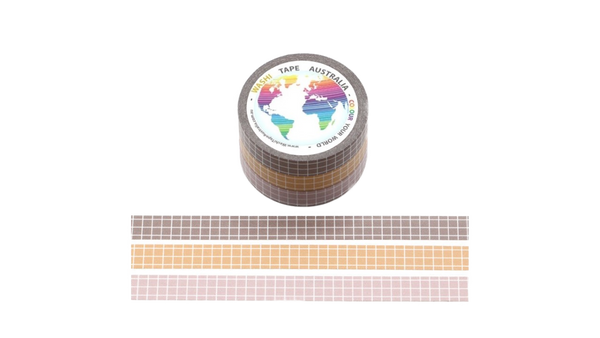 Brown Grid Set (10mm Triple Pack) Washi Tape