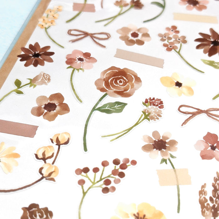 Brown Flowers - Botanical Colours Series Stickers