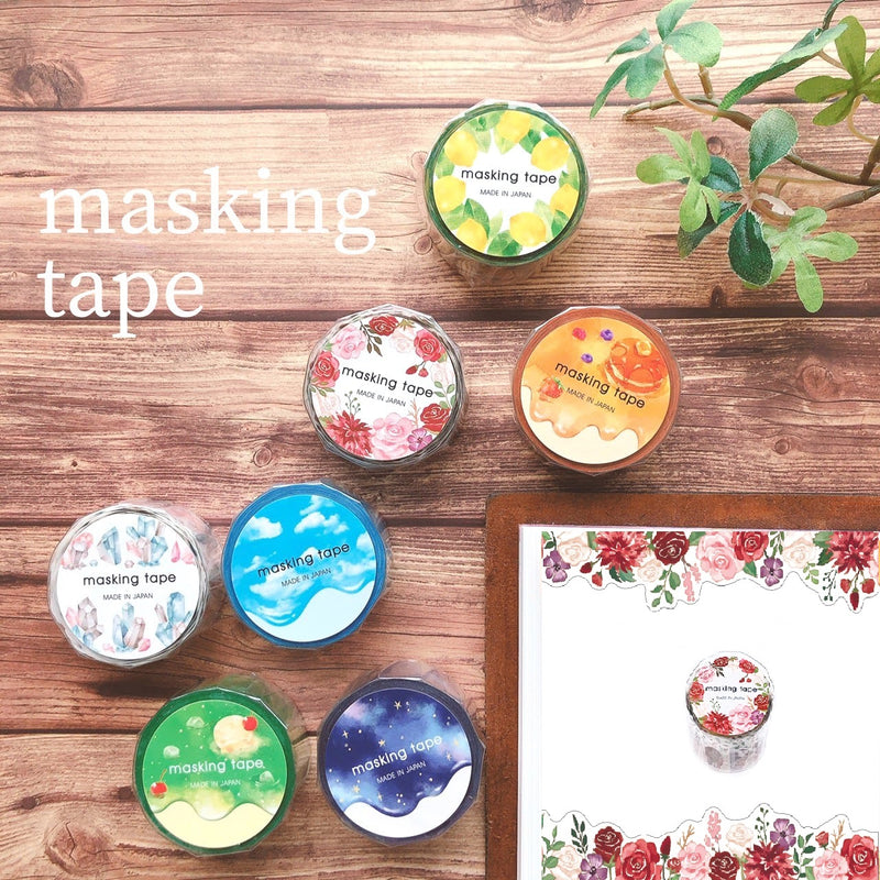 Red Flowers - Die Cut Washi Tape  (wide 18mm)