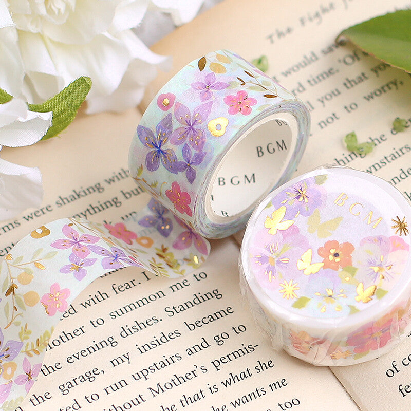 Pastel Flowers - Foil Washi Tape (wide 20mm)