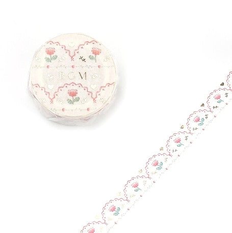Embroidery Pink - Foil Washi Tape