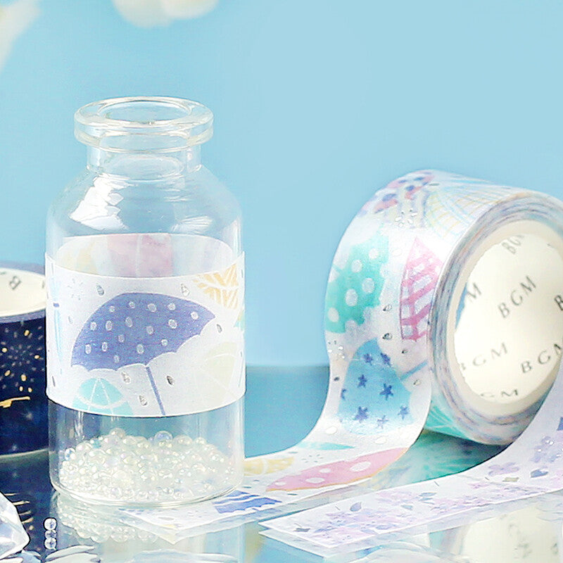 Umbrellas Rainy Day  - Foil Washi Tape (wide 20mm)