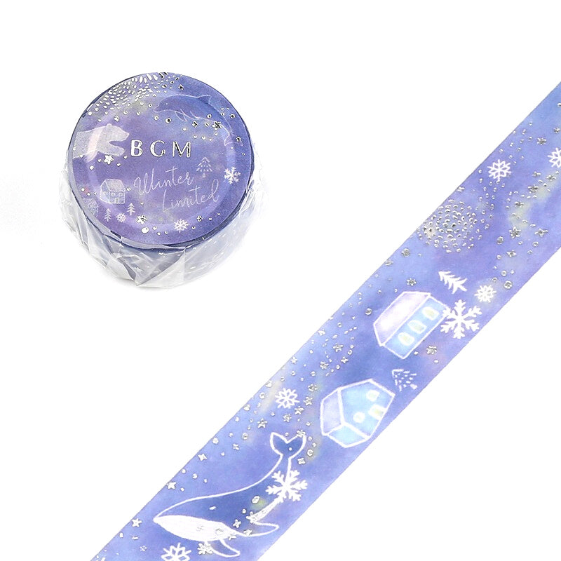 Winter Whales and Dolphins - Foil Washi Tape (wide 20mm)