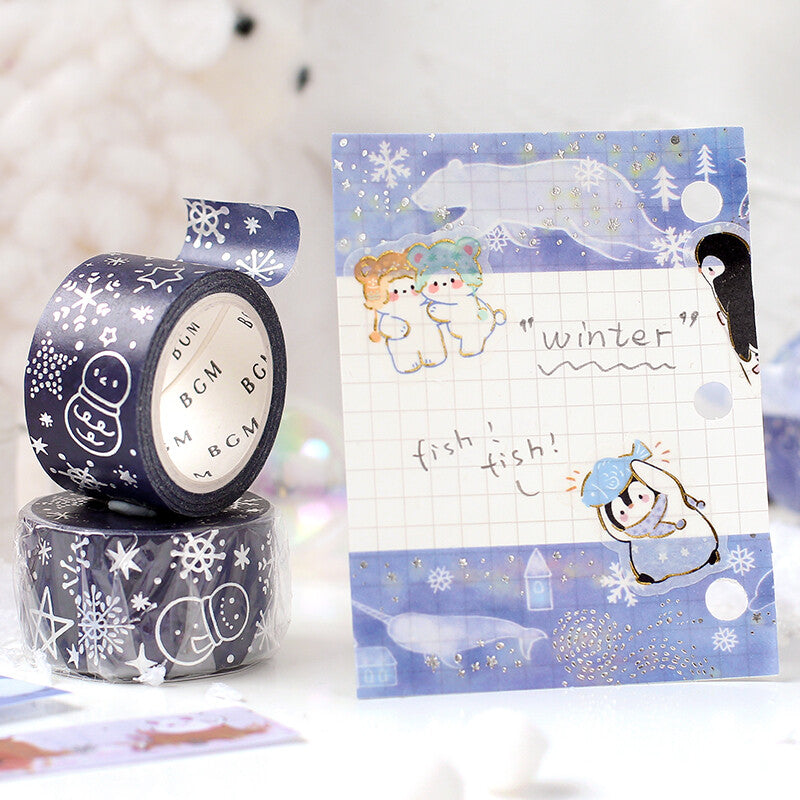 Winter Whales and Dolphins - Foil Washi Tape (wide 20mm)