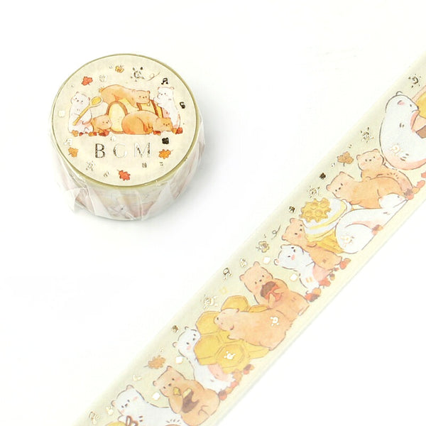 Bears Honey Party - Foil Washi Tape (wide 20mm)