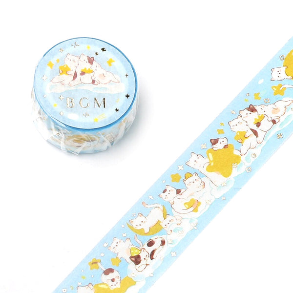 Cats Sleep Over Party- Foil Washi Tape (wide 20mm)