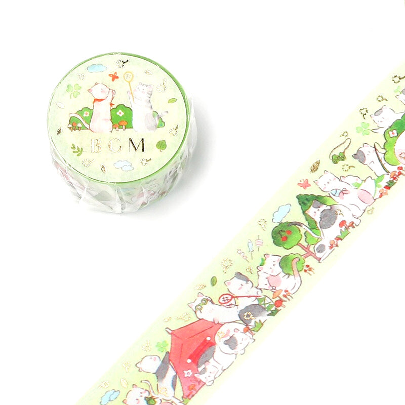 Camping Cats - Foil Washi Tape (Wide 20mm)
