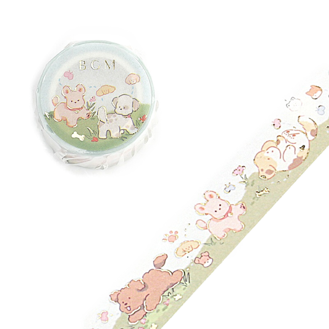 Puppy Fun - Foil Washi Tape (Wide 20mm)