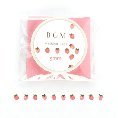 Pink Strawberries - (Thin 5mm) Washi Tape