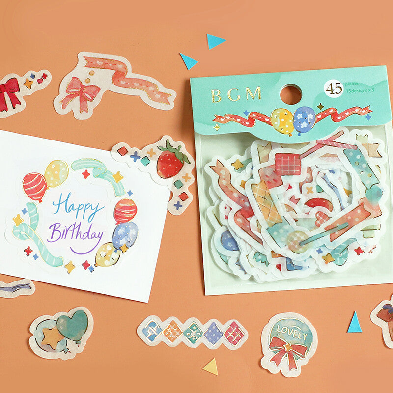 Colourful Party - Flake Sticker (Gold Foil Stamping)