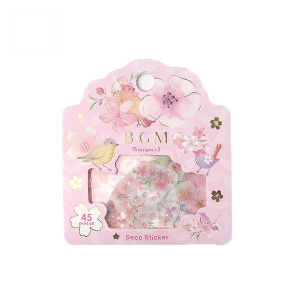 Flowers & Birds - Flake Sticker (Gold Foil Stamping)