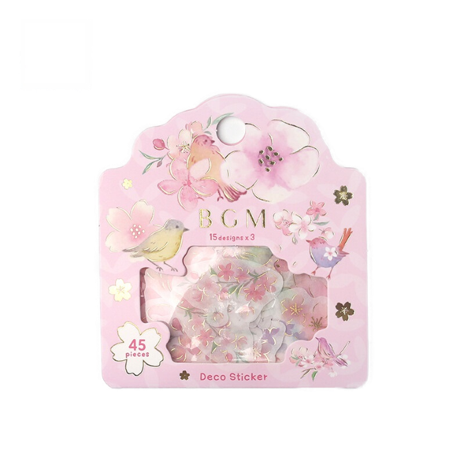 Flowers & Birds - Flake Sticker (Gold Foil Stamping)