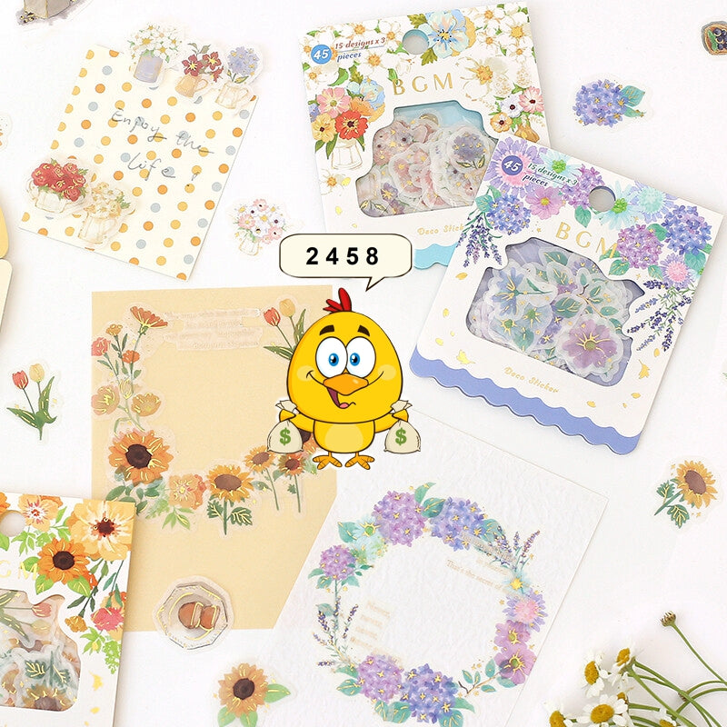 Flower Vase - Flake Sticker (Gold Foil Stamping)