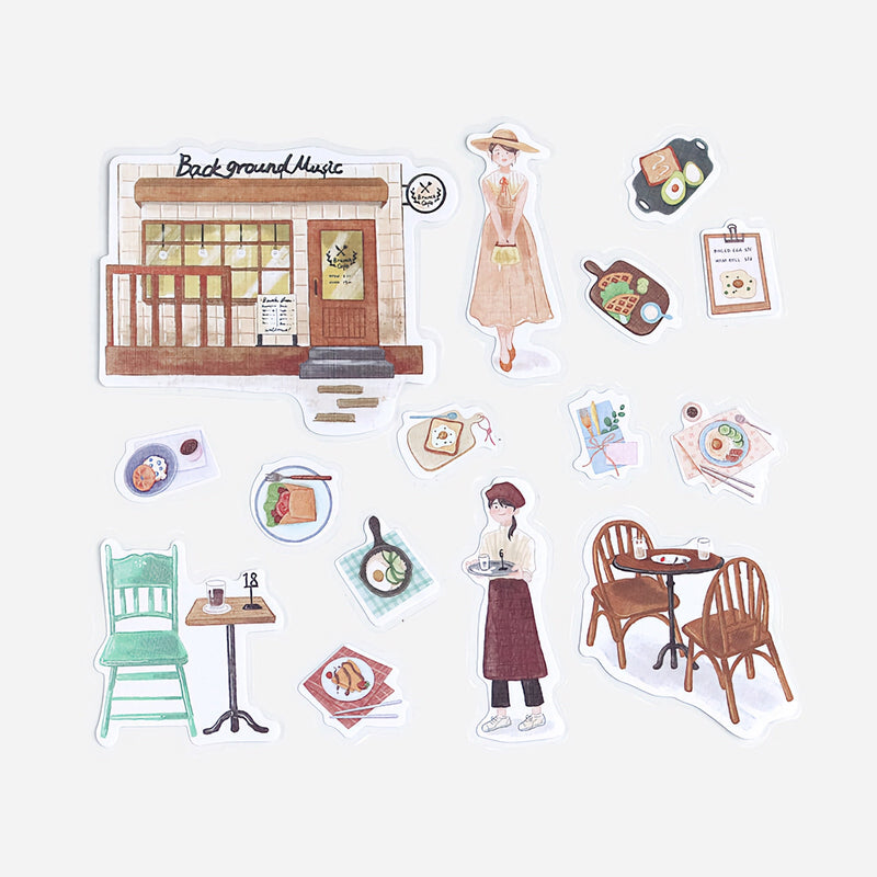 Brunch CafÃ© (Little Shop series) - Textured Linen Stickers