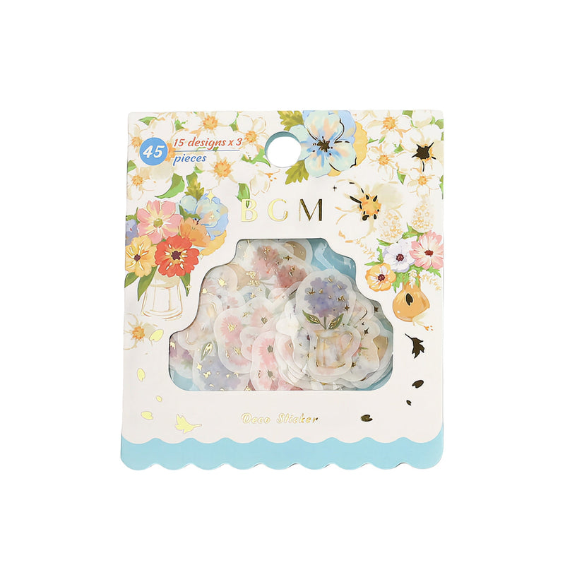 Flower Vase - Flake Sticker (Gold Foil Stamping)