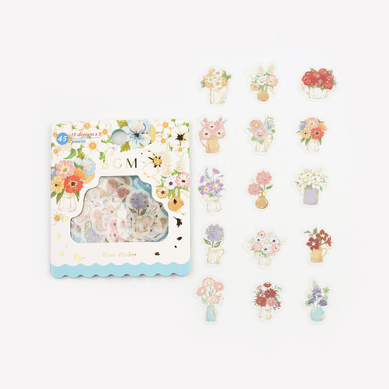 Flower Vase - Flake Sticker (Gold Foil Stamping)