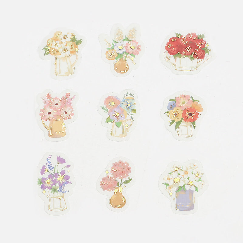 Flower Vase - Flake Sticker (Gold Foil Stamping)