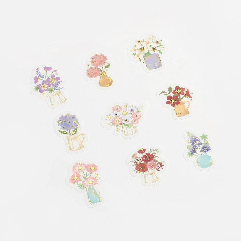 Flower Vase - Flake Sticker (Gold Foil Stamping)