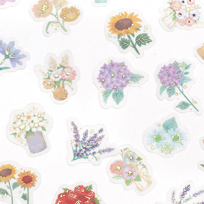 Flower Vase - Flake Sticker (Gold Foil Stamping)